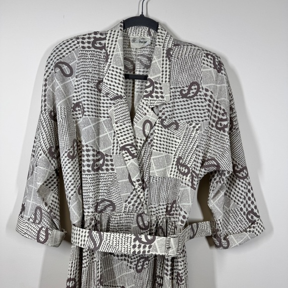 Vintage Orite Petite 70s 90s Geometric Paisley Print Midi Dress Size Large - Picture 4 of 16